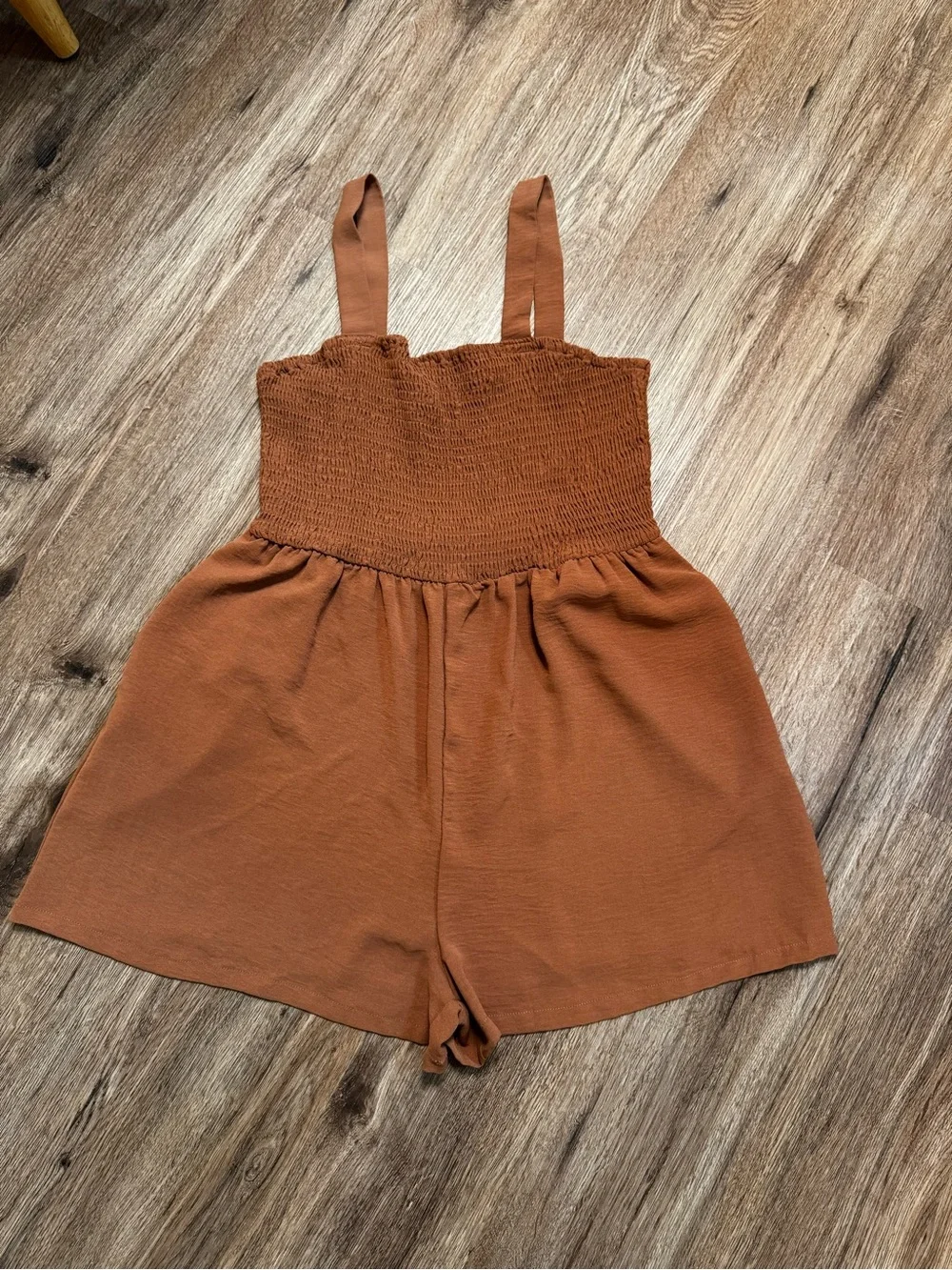 Women’s brown smocked romper